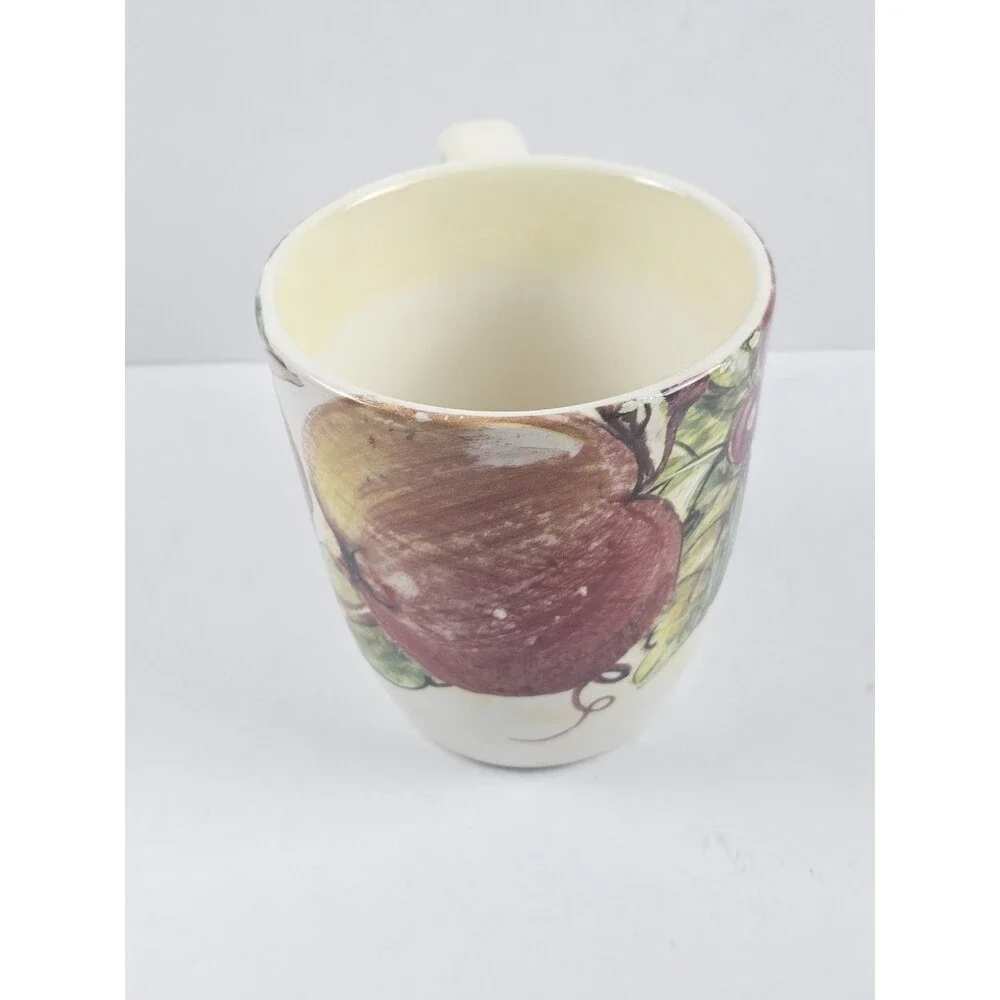 Pier 1 Fruit Hand-Painted Earthenware Coffee Mug Microwave Dishwasher Safe Italy